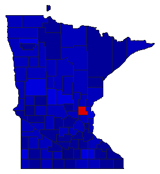 1938 Minnesota County Map of Democratic Primary Election Results for Secretary of State