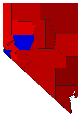 1938 Nevada County Map of General Election Results for Governor