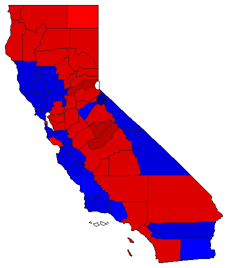 1938 California County Map of General Election Results for Senator