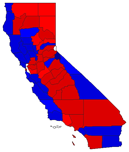 1938 California County Map of General Election Results for Governor