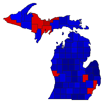 1940 Michigan County Map of General Election Results for Senator
