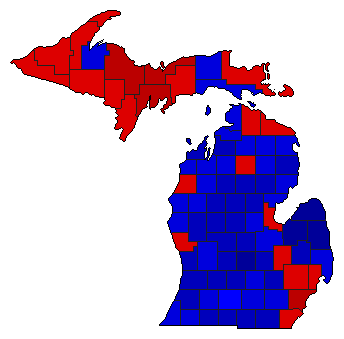 1940 Michigan County Map of General Election Results for Governor