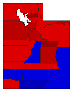 1940 Utah County Map of General Election Results for State Treasurer