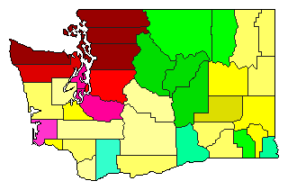 1940 Washington County Map of Democratic Primary Election Results for Senator