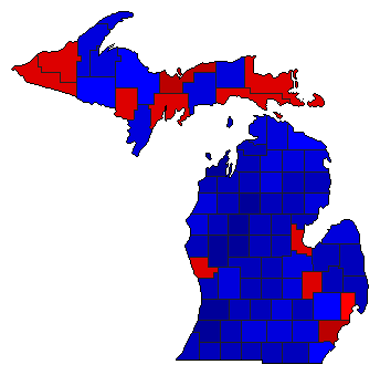 1942 Michigan County Map of General Election Results for Senator