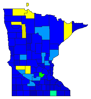 1942 Minnesota County Map of General Election Results for Senator