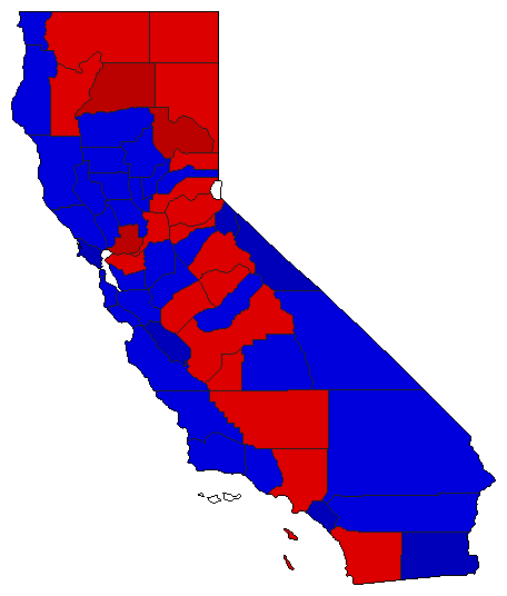 1942 California County Map of General Election Results for Lt. Governor