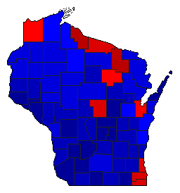 1944 Wisconsin County Map of General Election Results for Governor