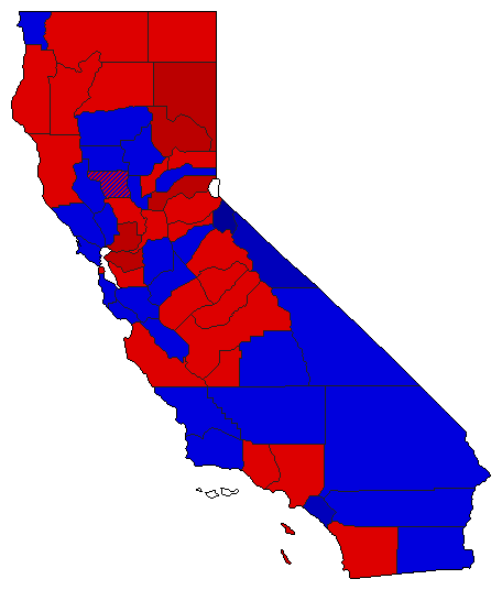 1944 California County Map of General Election Results for Senator