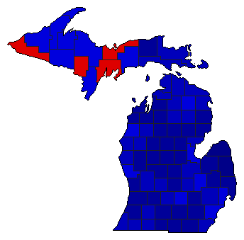 1946 Michigan County Map of General Election Results for Governor