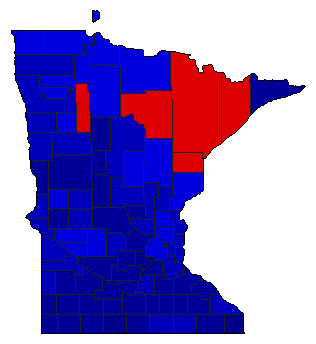 1946 Minnesota County Map of General Election Results for State Treasurer