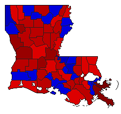 1948 Louisiana County Map of Democratic Primary Election Results for Senator