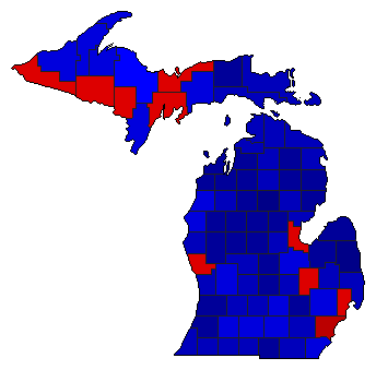 1948 Michigan County Map of General Election Results for Senator