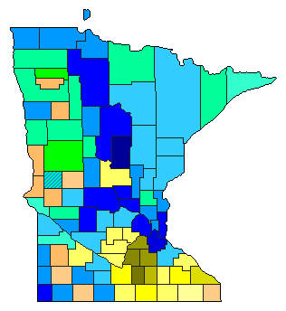 1948 Minnesota County Map of Democratic Primary Election Results for Governor
