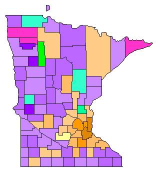 1948 Minnesota County Map of Democratic Primary Election Results for Lt. Governor