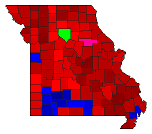 1948 Missouri County Map of Democratic Primary Election Results for Governor