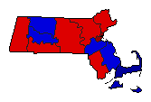 1950 Massachusetts County Map of General Election Results for Secretary of State