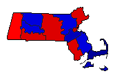 1950 Massachusetts County Map of General Election Results for Attorney General