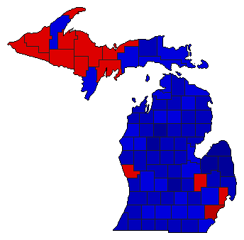 1950 Michigan County Map of General Election Results for Governor