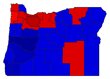 1950 Oregon County Map of Democratic Primary Election Results for Senator