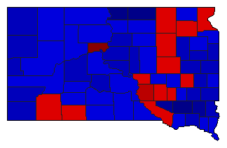 1950 South Dakota County Map of General Election Results for State Treasurer