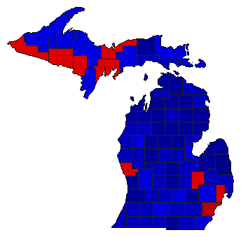 1952 Michigan County Map of Special Election Results for Senator