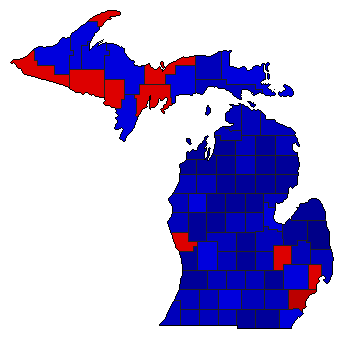 1952 Michigan County Map of General Election Results for Secretary of State