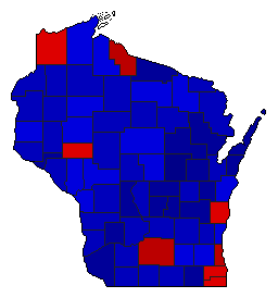 1952 Wisconsin County Map of General Election Results for Senator