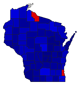 1952 Wisconsin County Map of General Election Results for Governor