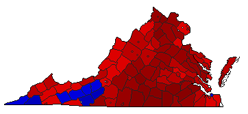 1953 Virginia County Map of General Election Results for Attorney General