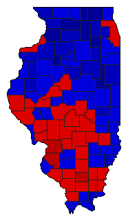 1954 Illinois County Map of General Election Results for Senator