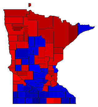 1954 Minnesota County Map of General Election Results for Governor