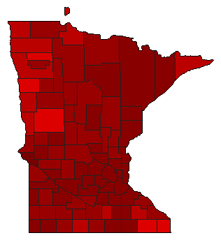 1954 Minnesota County Map of Democratic Primary Election Results for Governor