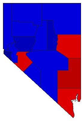 1954 Nevada County Map of General Election Results for Governor