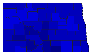 1954 North Dakota County Map of General Election Results for Governor