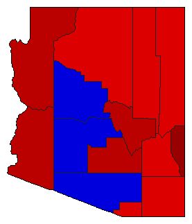 1954 Arizona County Map of General Election Results for Governor