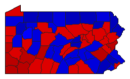 1954 Pennsylvania County Map of General Election Results for Governor