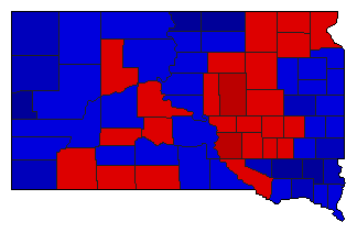 1954 South Dakota County Map of General Election Results for Lt. Governor