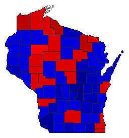 1954 Wisconsin County Map of General Election Results for Governor