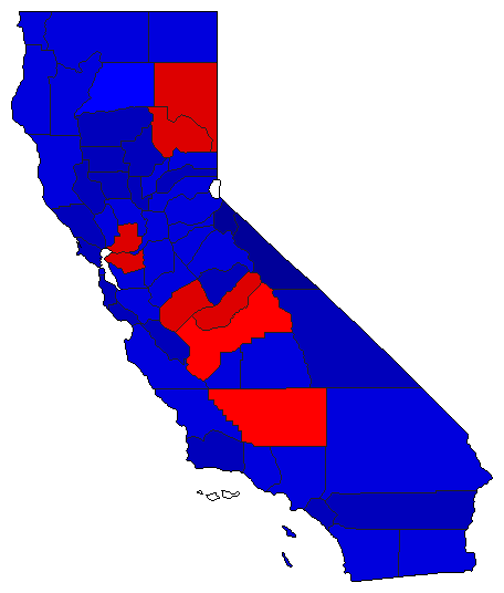 1954 California County Map of General Election Results for Controller
