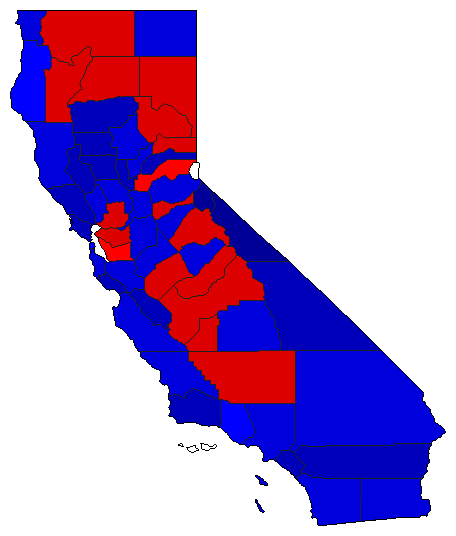 1954 California County Map of Special Election Results for Senator