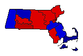 1956 Massachusetts County Map of General Election Results for Governor