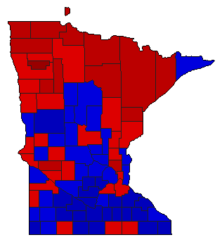 1956 Minnesota County Map of General Election Results for State Treasurer
