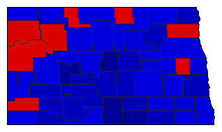1956 North Dakota County Map of General Election Results for Governor