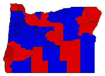 1956 Oregon County Map of General Election Results for Secretary of State