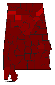 1958 Alabama County Map of General Election Results for Governor
