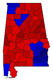 1958 Alabama County Map of Democratic Runoff Election Results for Governor