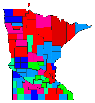 1958 Minnesota County Map of Democratic Primary Election Results for State Auditor