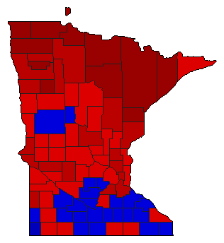 1958 Minnesota County Map of General Election Results for Secretary of State