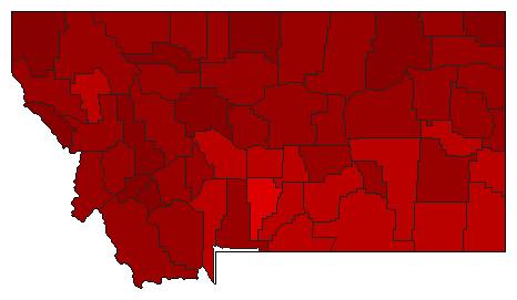 1958 Montana County Map of General Election Results for Senator